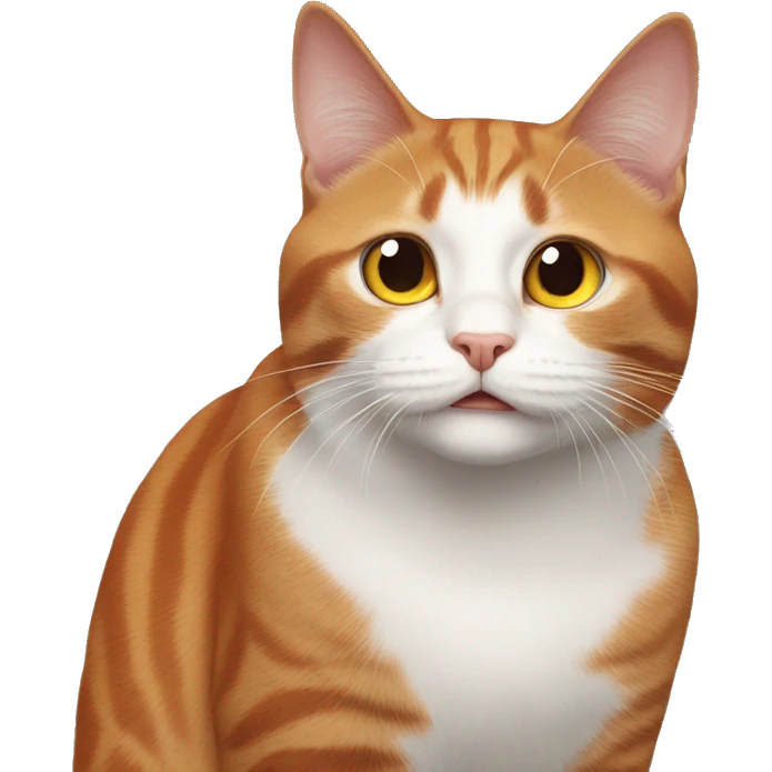 The red-and-white cat looks scared emoji