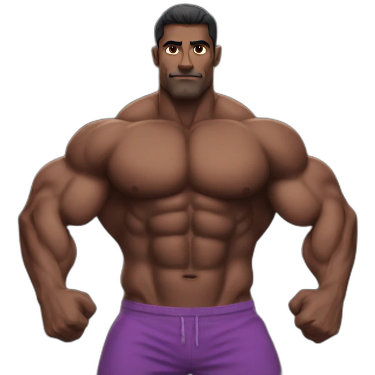 dark skinned Indian bodybuilder double bicep pose emoji