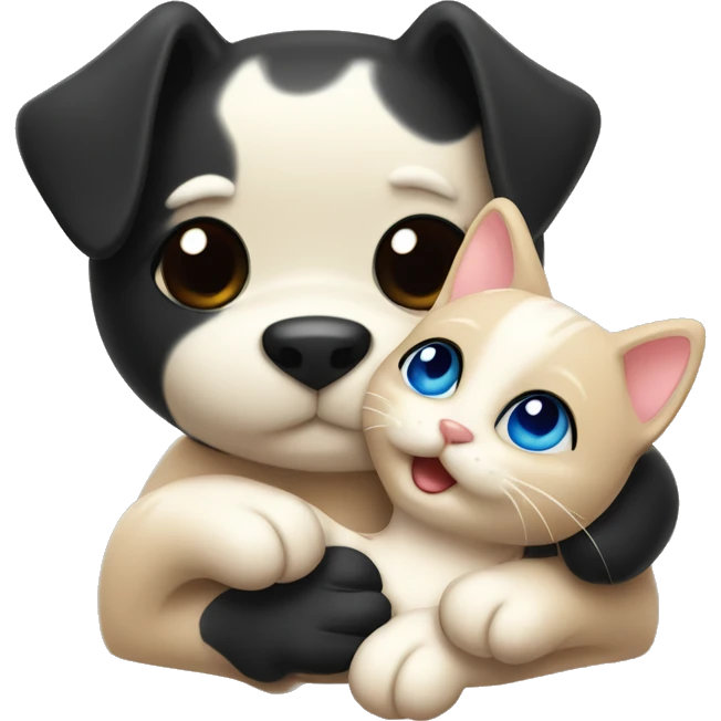 Black Cat hugs dog ￼ emoji