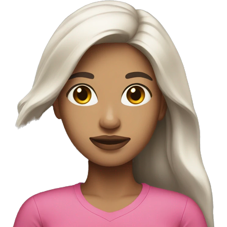 woman light skin long dark hair and pink top emoji