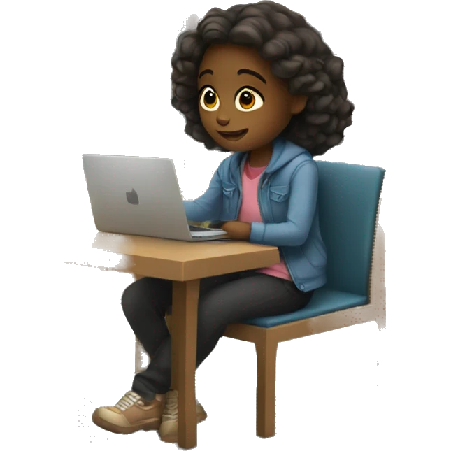A girl sitting in a library emoji