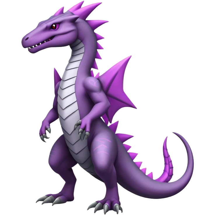 Badass cool black white grey purple salazzle-tyranitar-hybrid, full body emoji