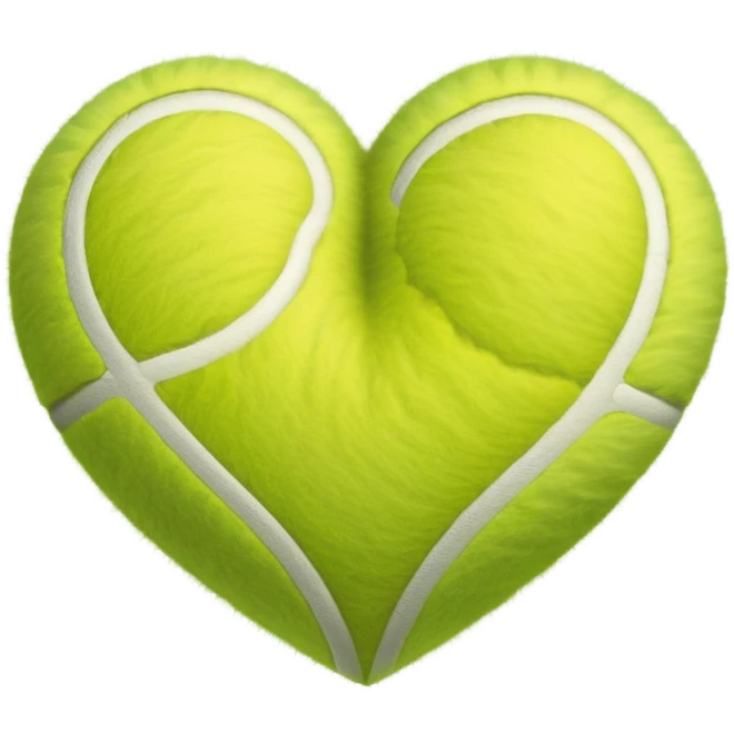heart made of tennis ball material with green fuzzy texture and white curved lines emoji