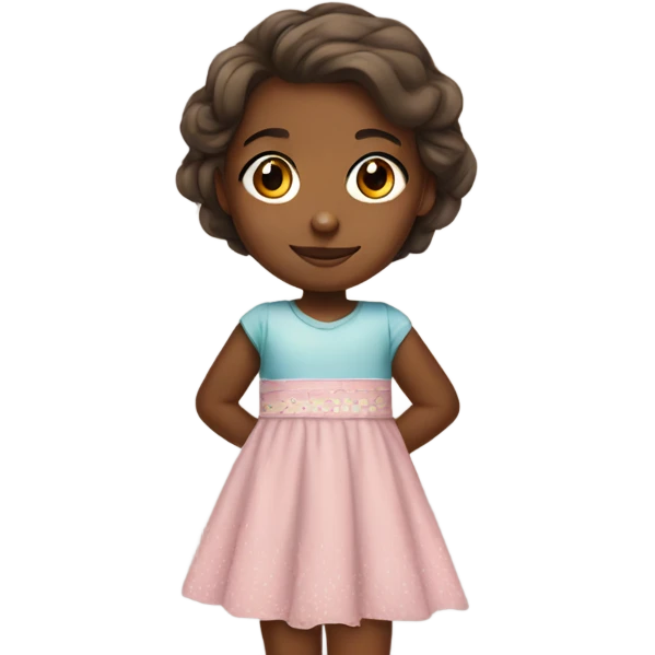 Brown skin little girl with dress emoji