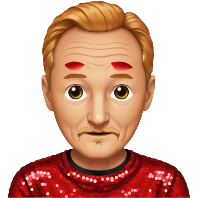 Robert Englund with reddish blonde hair, red sequin outfit emoji