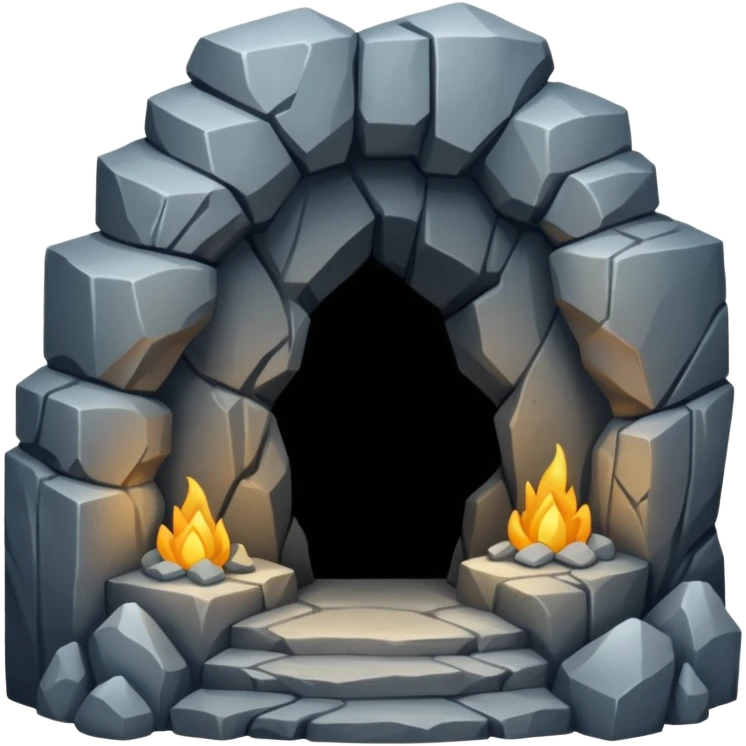 A deep cave entrance surrounded by rugged stone.




















































 emoji