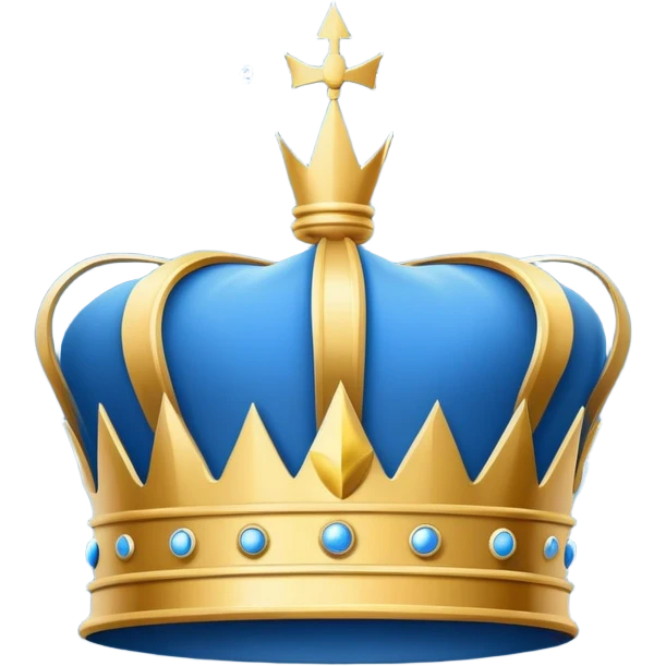 side view of a blue blueprint plan with minimal white lines and a simple crown drawing emoji