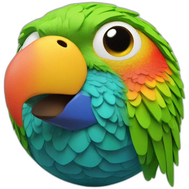 3d sphere with a cartoon Parrot skin texture with big underdeveloped eyes emoji