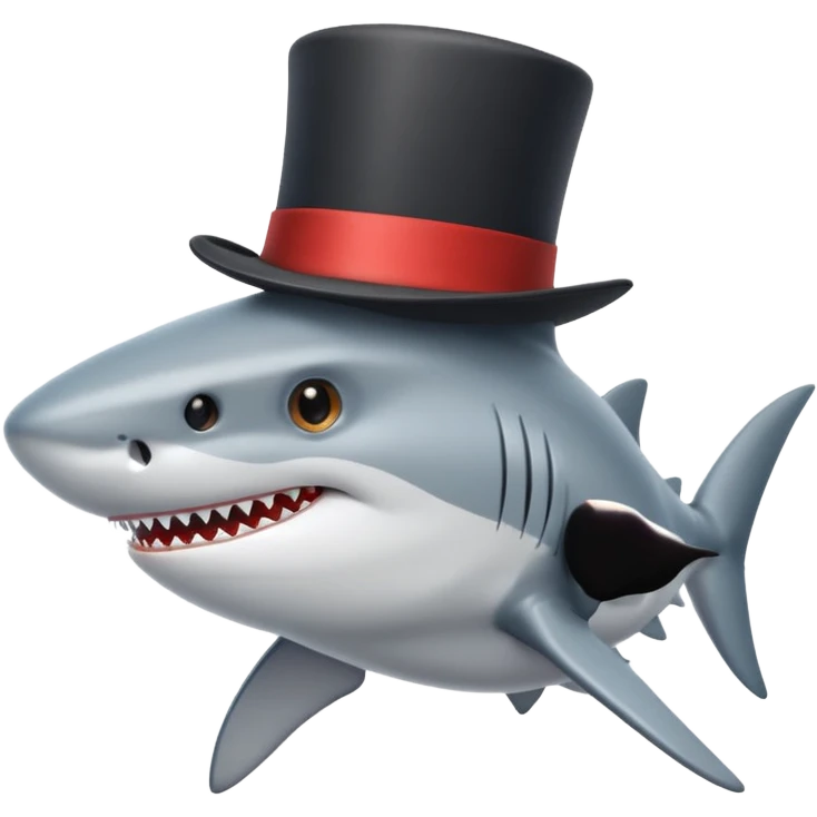 Shark with a top hat emoji