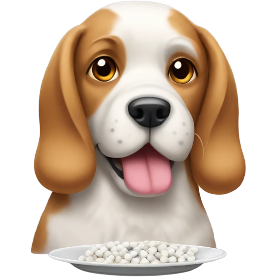 dog with plate of pills emoji