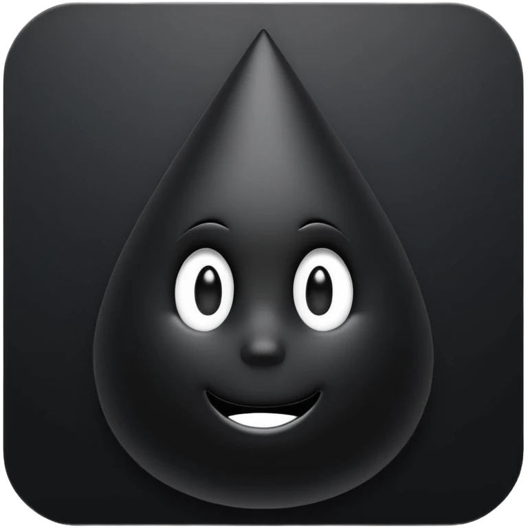 Minimal emoji, gothic teardrop sculpted from solid black metal, smooth reflective surface, heavy symbolic form, no glow, no neon, flat emoji style, centered, transparent background emoji
