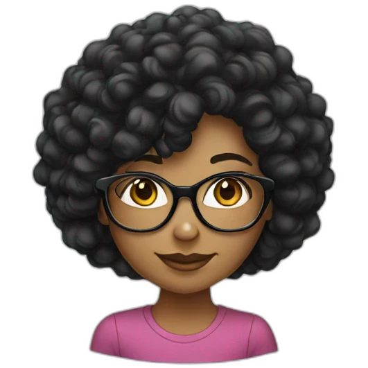 A girl with black curlly hair wearing glasses emoji