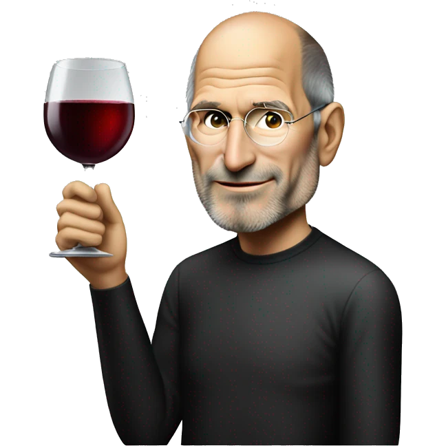 steve jobs with glass of wine emoji