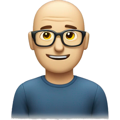 Information technology tired but thumbs up bald guy with glasses emoji