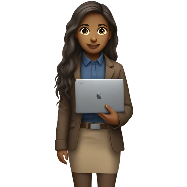 Long hair Brown girl, computer science intern with a laptop emoji