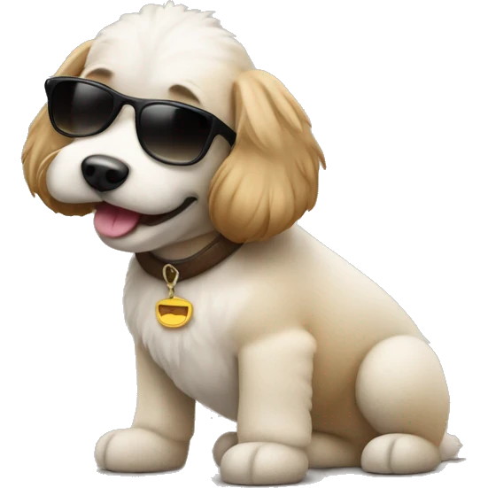 A dog with sunglasses and uggs  emoji