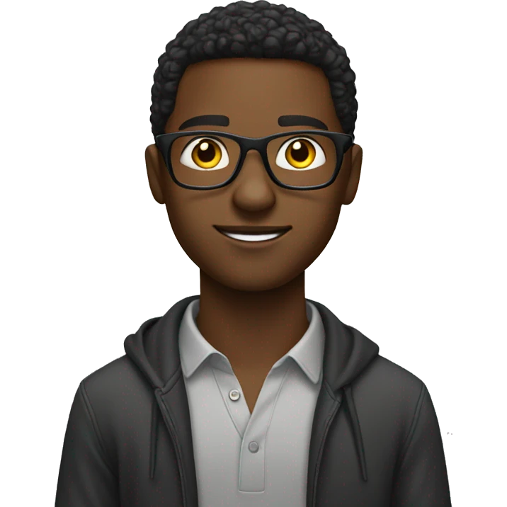 a young black guy wearing eyeglasses in action emoji