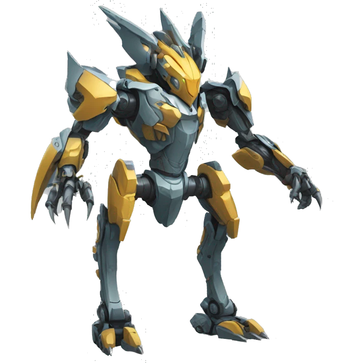 a futuristic mechanical spiky Medabot-raptor-dragon-mecha full body emoji