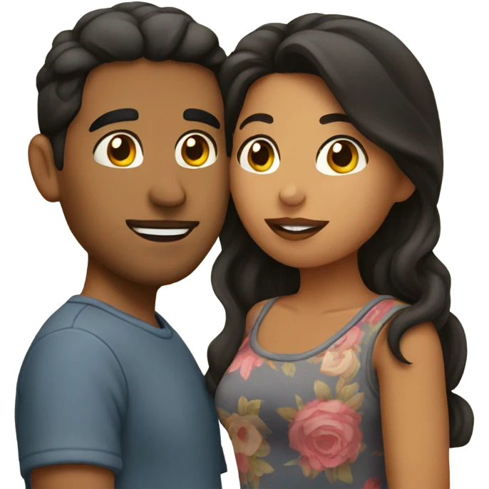 Hispanic couple kissing emoji