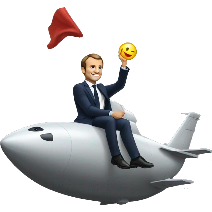 macron sur un dinausor emoji