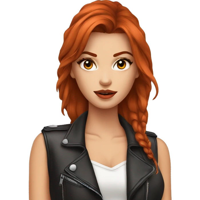 Mulher ruiva com roupa de rock olhos com delineado  emoji