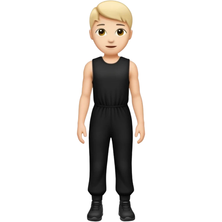 create an emoji, sleeveless fitted black jumpsuit emoji