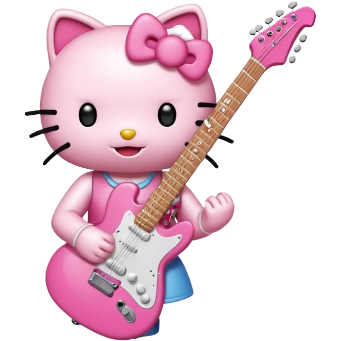 Hello Kitty strumming an electric guitar emoji