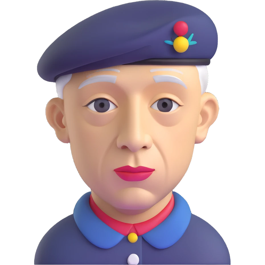 auto portrait of Pablo Picasso wearing a beret emoji