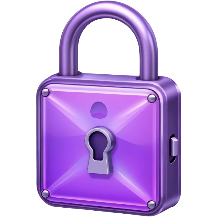 Holographic and glassmorphic purple lock emoji