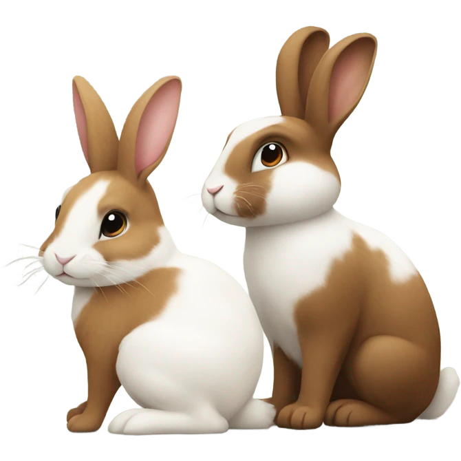 brown bunny next to white bunny emoji