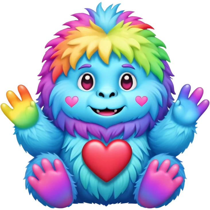 rainbow yeti heart hands emoji