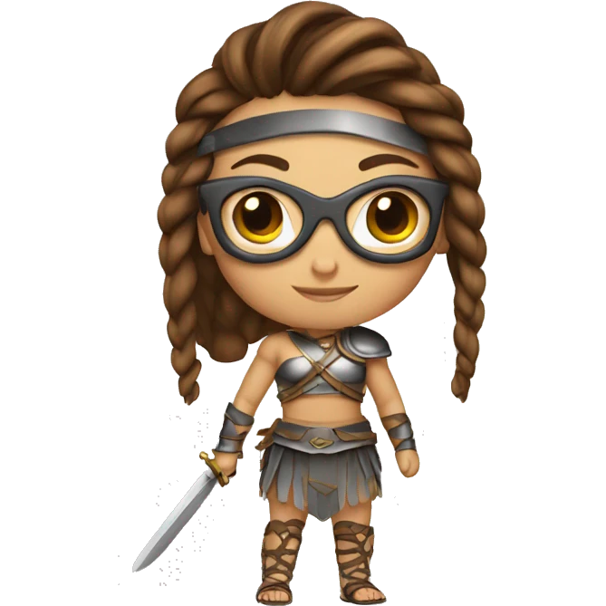 Girl gladiator with braided brown hair and sunglasses emoji