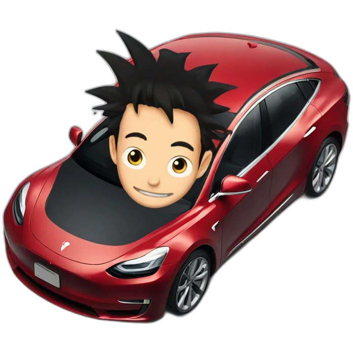 Luffy on tesla car emoji