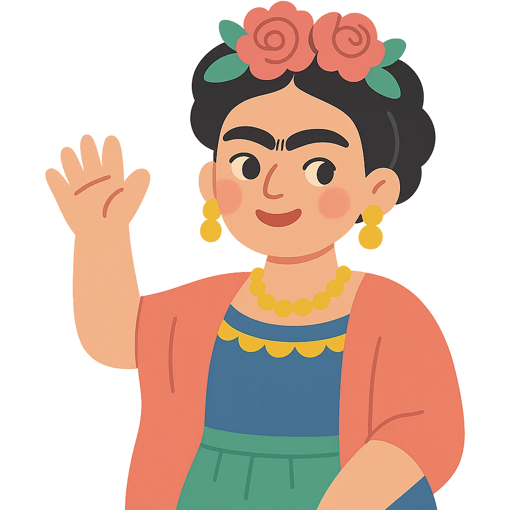 Frida Kahlo waving emoji