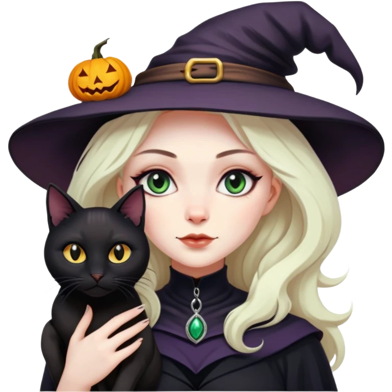 Witch with cat companion emoji