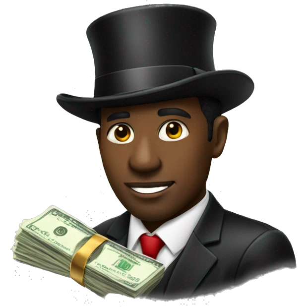 black man with tophat money rich emoji