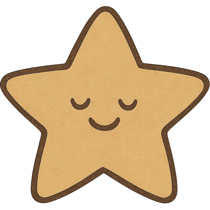 a star with a smiling face, cartoon style emoji