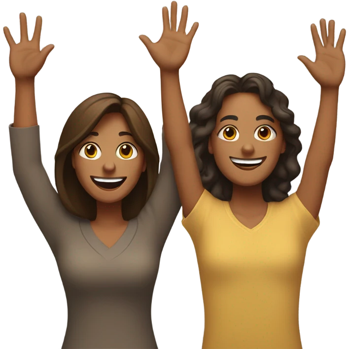 happy brown wonam and man hands up emoji