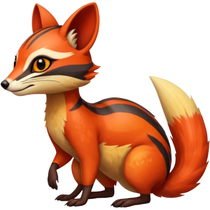 Fiery Wicked Cool Hot Edgy Badass Genet-Numbat-Sergal-Meloetta-Vernid-Civet-Trico-fusion-hybrid-creature emoji