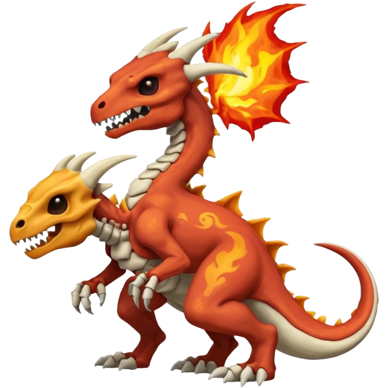 Skeletal Fiery Volcanic Cubone-Salandit-Marowak-Duskull-dragon emoji