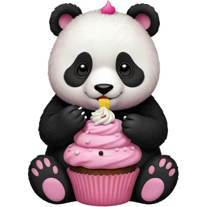 panda eating cupcake emoji