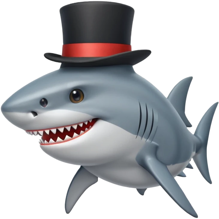 Shark with a top hat emoji