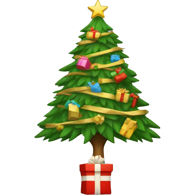 A christmas tree with presents under it emoji