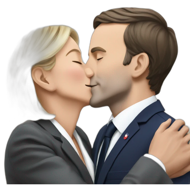 macron kiss lepen emoji