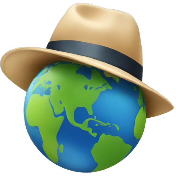Earth wearing a fedora emoji