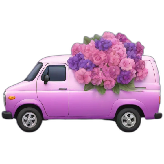 a bouquet van in pink and purple emoji