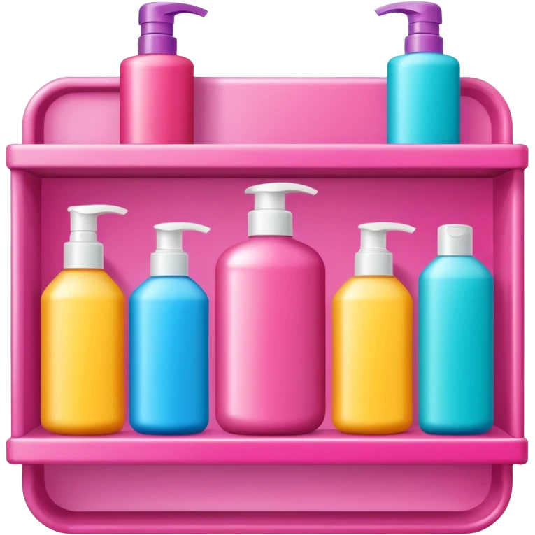 Shampoo bottle, color tube, and conditioner on a pink shelf emoji