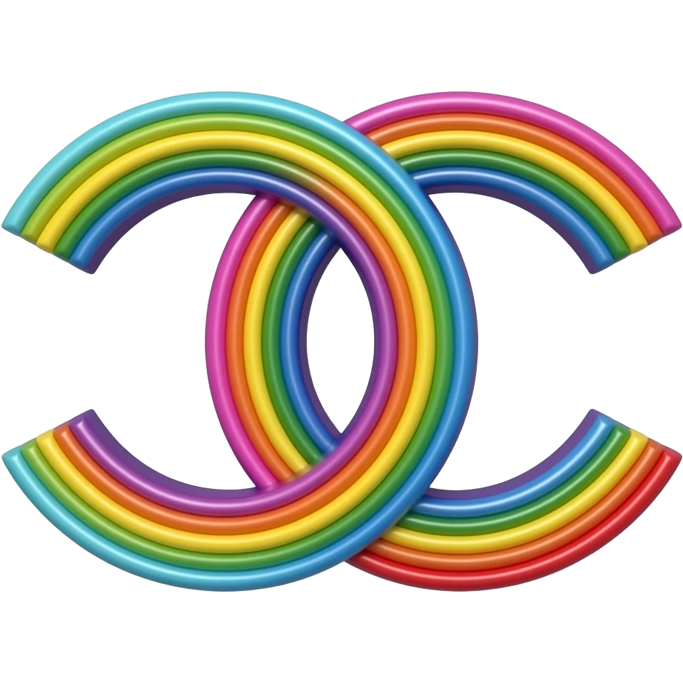 name "Chanel" in teal pink red 3D style typography lettering, each color of the rainbow as a border outlined around each letter, isolated, 3d rendering, no emoji icons no emoji faces and must have no human figures emoji