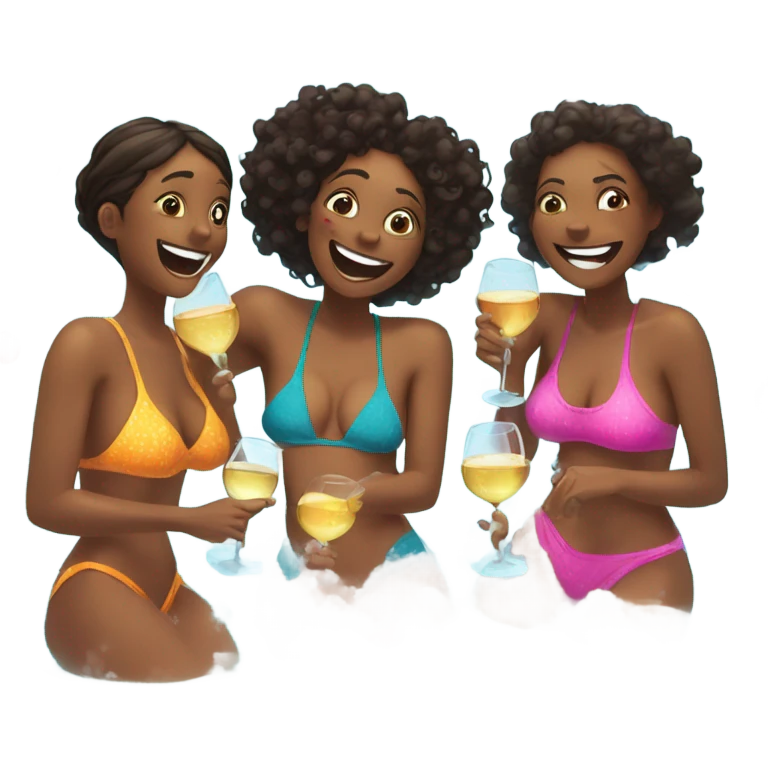 Girls night hot tub with wine  emoji