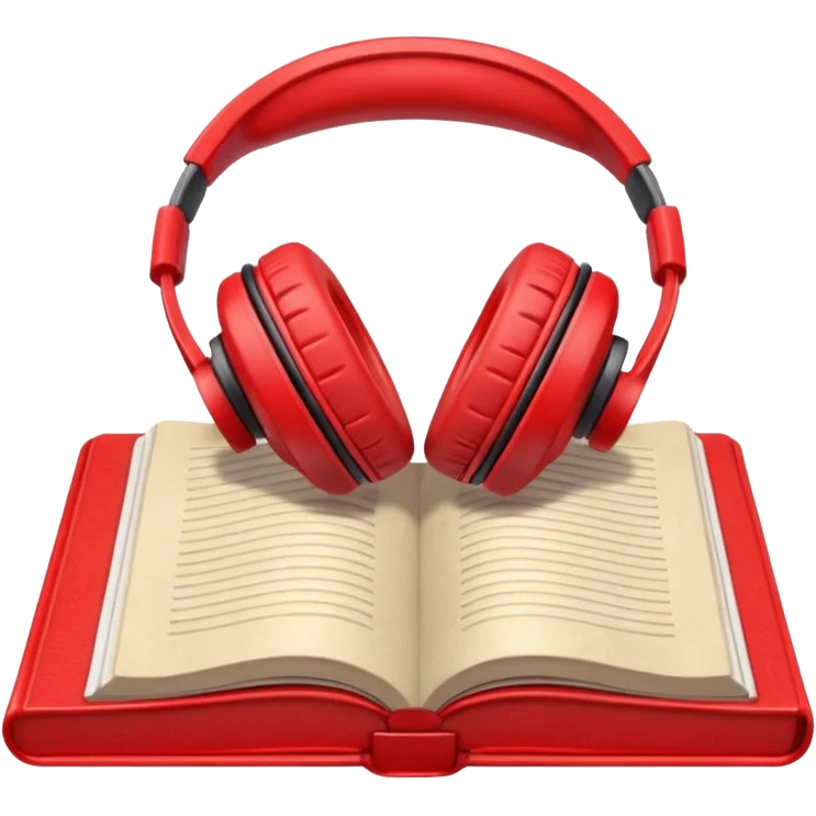 Red headphones laying on a closed red book emoji emoji